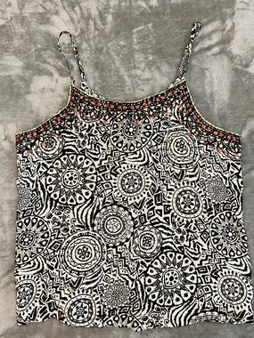Embroidered print tank top - M